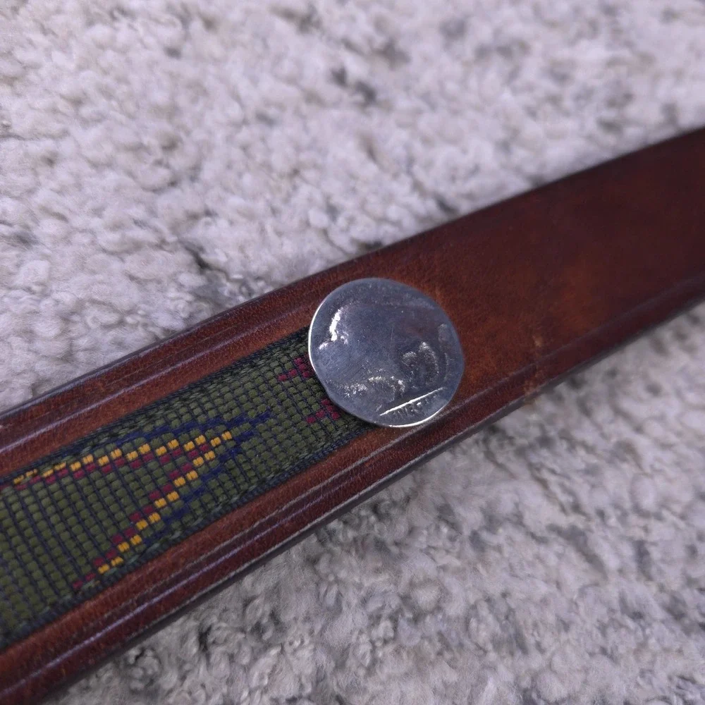 Trafalgar Belt Size 34 Geometric Woven Medallion Native American Old West Green